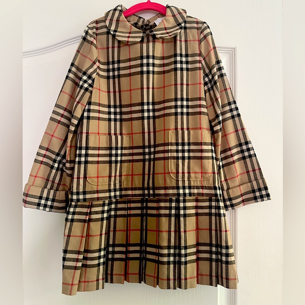 Burberry Kids Plaid Dress - Beige and Black